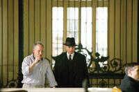 Director Michael Mann and Johnny Depp on the set of "Public Enemies."