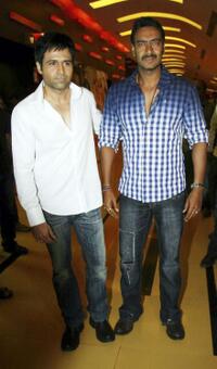 Emran Hashmi and Ajay Devgan at the promotion of "Once Upon a Time in Mumbai."