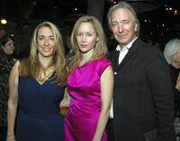 Katharine Viner, Megan Dodds and Alan Rickman at the after party of the opening of "My Name Is Rachel Corrie."