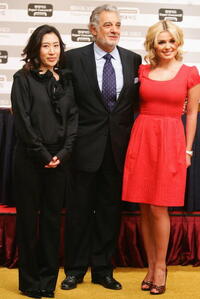 Lee Ji-Young, Placido Domingo and Katherine Jenkins at the press conference prior to their concert in Seoul, South Korea.