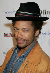 Gary Dourdan at the West Coast opening of works by artist Russell Young entitled fame shame and the realm of possibility.