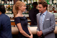 Gwyneth Paltrow as Pepper Potts and Robert Downey, Jr. as Tony Stark in "Iron Man 2."
