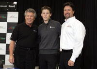 Mario Andretti, Marco Andretti and Michael Andretti at the news conference to introduce the Andretti Green Racing lineup for the 2006 IRL season.
