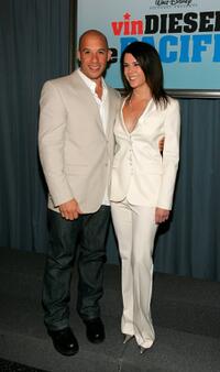 Vin Diesel and Lauren Graham at the premiere of "The Pacifier."