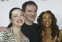 Julie Dreyfus, Quentin Tarantino and Vivica A. Fox at the "Kill Bill Vol. 1" Video Release Party.