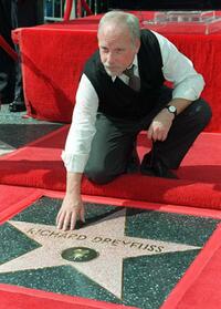 Richard Dreyfuss at the star he received on the Hollywood Walk of Fame.