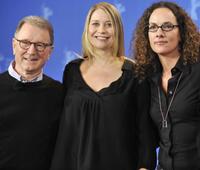 Finn Nielsen, Trine Dyrholm and director Annette K. Olesen at the photocall of "Little Soldier" during the 59th Berlin Film Festival.