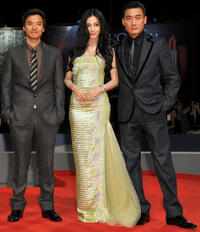 Director Stephen Fung, Angelababy and Tony Leung Ka Fai at the premiere of "Tai Chi O" during the 69th Venice Film Festival.