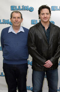 Richard Easton and Brendan Fraser at the Broadway's "Elling" Cast Meet & Greet in New York.