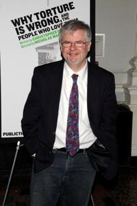 Christopher Durang at the Off-Broadway opening night of "Why Torture in Wrong and the People Who Love Them."