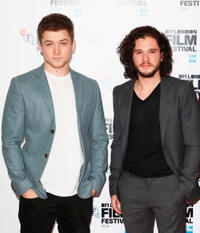 Taron Egerton, Kit Harington at the photocall of "Testament Of Youth" during the 58th BFI London Film Festival.