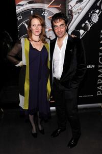 Erin Cressida Wilson and Atom Egoyan at the after party of the premiere of "Chloe."