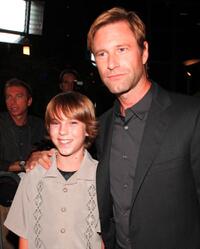 Chase Ellison and Aaron Eckhart at the premiere of "Towelhead."