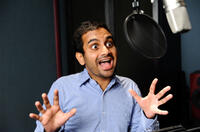 Aziz Ansari on the set of "Epic."