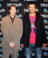 Director Michael Bay and Josh Duhamel at the press conference of "Transformers."