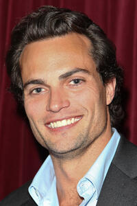 Scott Elrod at the red carpet of the opening night of "Rock of Ages" in California.