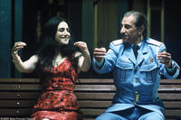 Sasson Gabai as Tewfiq and Ronit Elkabetz as Dina in "The Band's Visit."