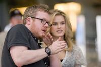 Director Jim Field Smith and Alice Eve on the set of "She's Out of My League."