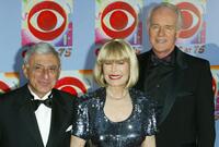Jamie Farr, Loretta Swit and Mike Farrell at the "CBS At 75" celebration at Hammerstein Ballroom.