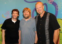 Tom Kenny, Executive Producer Paul Tibbitt and Bill Fagerbakke at the Madame Tussauds in New York.