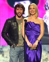Christina Applegate and James Blunt at the 2007 American Music Awards held at the Nokia Theatre L.A. LIVE.
