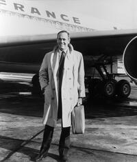 Henry Fonda at the Orly Airport in Paris.