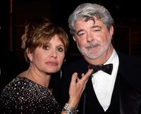 Carrie Fisher and George Lucas at the dinner during the 33rd AFI Life Achievement Award.
