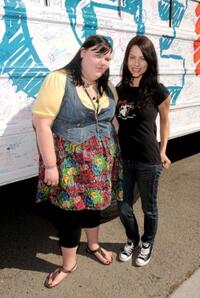 Ashley Fink and Julia Voth at the ABC Family "Live Huge" bus campaign.