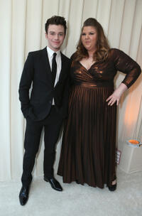 Chris Colfer and Ashley Fink at the 21st Annual Elton John AIDS Foundation Academy Awards Viewing party in California.