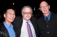 Dann Florek, B.D. Wong and Neal Baer at the party of all three "Law & Order" shows.