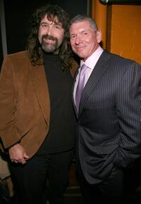 Mick Foley and Vince McMahon at the after party of the premiere screening of "Anamorph."
