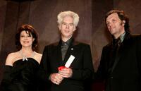 Fanny Ardant, Jim Jarmush and Emir Kusturica at the Closing Awards Ceremony at the Palais during the 58th International Cannes Film Festival.