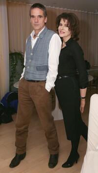 Fanny Ardant and Jeremy Irons at the photocall to promote their forthcoming feature film 'Callas Forever', celebrating the life of opera diva Maria Callas, at The Sanderson Hotel.