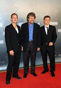 Benno Furmann, Reinhold Messner and Florian Lukas at the premiere of "Nordwand."