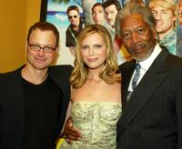 Gary Sinise, Sara Foster and Morgan Freeman at the Los Angeles premiere of "The Big Bounce."