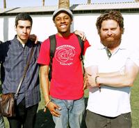 Brent Weinbach, Jasper Redd and Zach Galifianakis at the Coachella Music Festival.