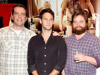 Ed Helms, Justin Bartha and Zach Galifianakis at the "The Hangover" Celebrity Poker Tournament.