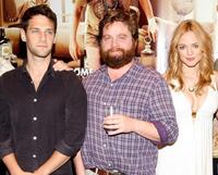 Justin Bartha, Zach Galifianakis and Heather Graham at the "The Hangover" Celebrity Poker Tournament.