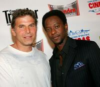 Nick Chinlund and Edi Gathegi at the world premiere of "The Fifth Patient."