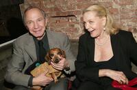 Ben Gazzara with his dog and Lauren Bacall at the New York Premiere after-party of "Dogville".