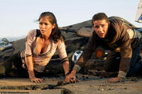 Mikaela (Megan Fox) and Sam Witwicky (Shia LaBeouf) are hunted by machines in "Transformers."