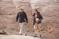 Director Danny Boyle and James Franco on the set of "127 Hours."