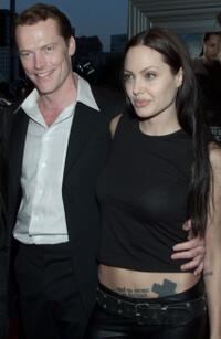 Iain Glen and Angelina Jolie at the premiere of "Lara Croft: Tomb Raider."