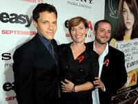 Will Gluck, Zanne Devine and writer Bert Royal at the premiere of "Easy A."