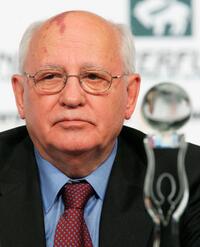 Mikhail Gorbachev at the press conference prior to the Women's World Awards.