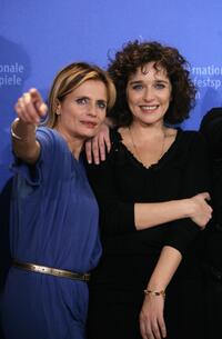 Valeria Golino and Isabella Ferrari at the "Quiet Chaos" photocall as part of the 58th Berlinale Film Festival at the Grand Hyatt Hotel.
