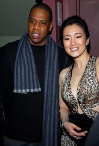 Gong Li and Jay-Z at the Premiere of "Hannibal Rising".