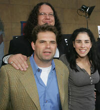 Dana Gould, Penn Jillette and Sarah Silverman at the California premiere of "The Aristocrats."