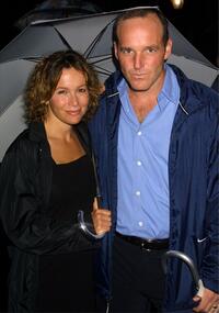 Jennifer Grey and her husband Clark Gregg at the rainy openning night of "The Seagull."
