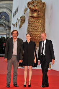 Producer Paulo Branco, Amira Casar and Pascal Greggory at the premiere of "Nuit De Chien" during the 65th Venice Film Festival.